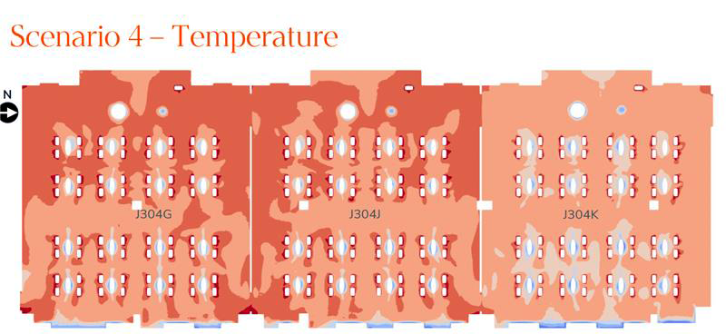 Aerial illustration of differences in temperature throughout a laboratory.